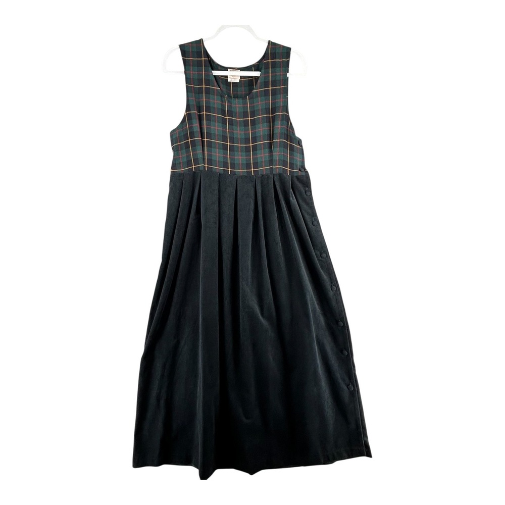 VTG Pams‎ Closet Plaid Green Corduroy Maxi Dress Sleeveless Womens Large
USA